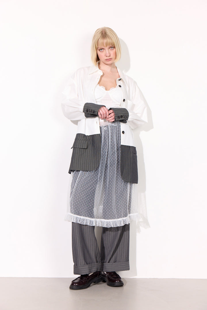 HUNKØN Billie Shirt Skjorter White and Grey
