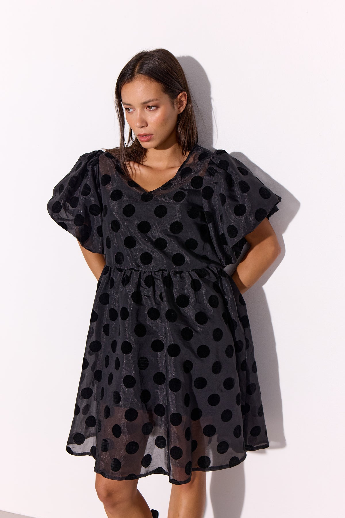HUNKØN Bobby Dress Kjoler Black w/dots