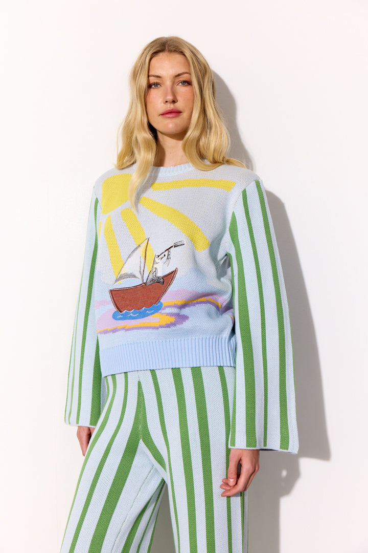 HUNKØN Bubbles Blouse Bluser Blue Sea