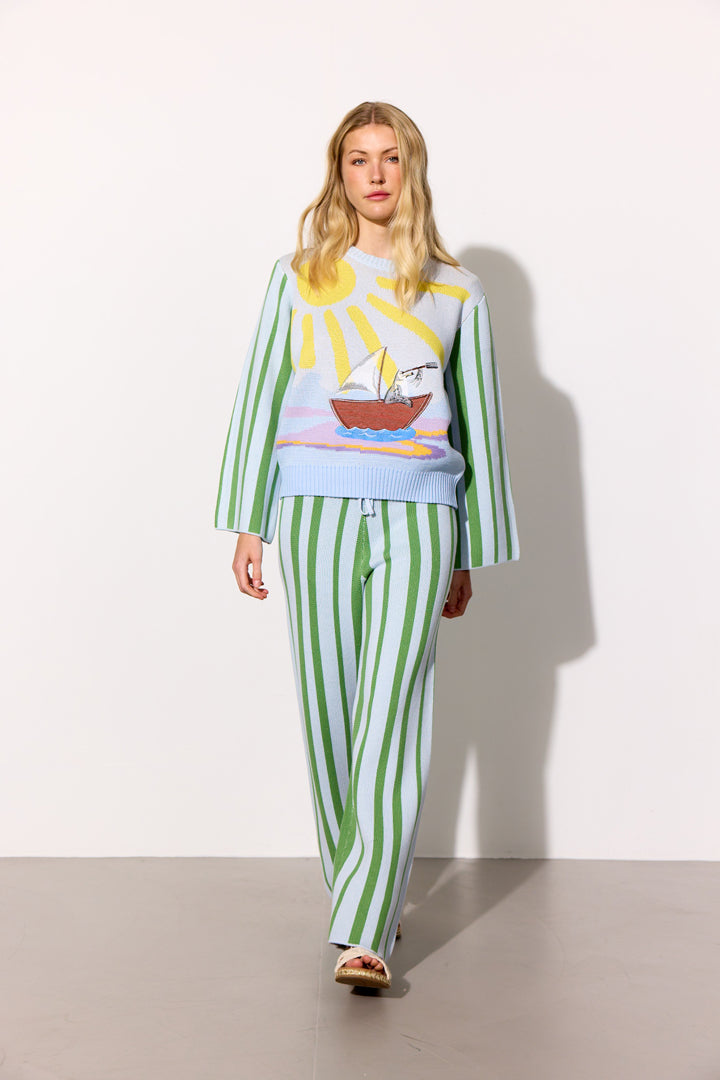 HUNKØN Bubbles Trousers Bukser Green Striped