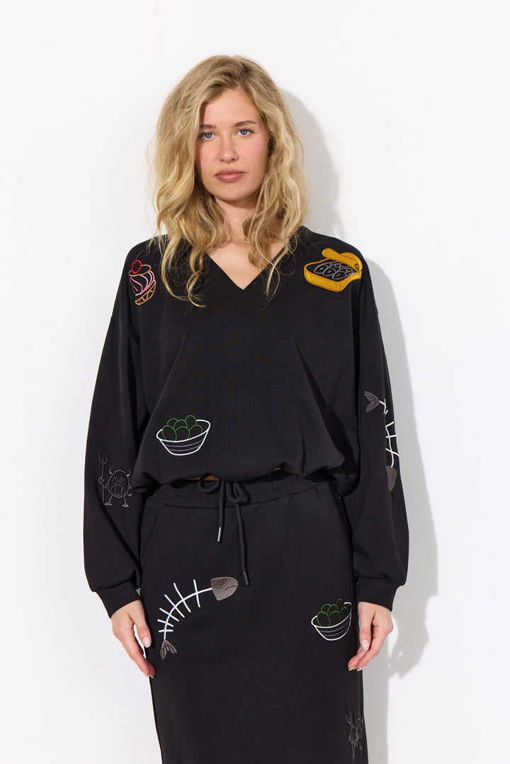 HUNKØN Chili Blouse Bluser Black