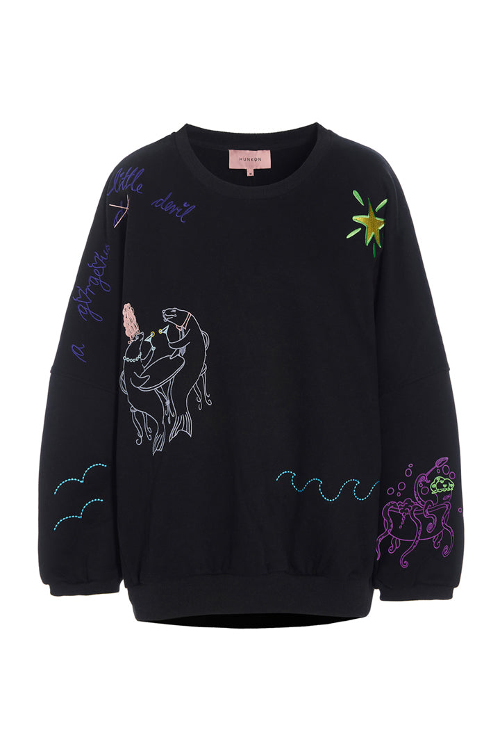 HUNKØN Eva Sweatshirt Sweatshirts Black