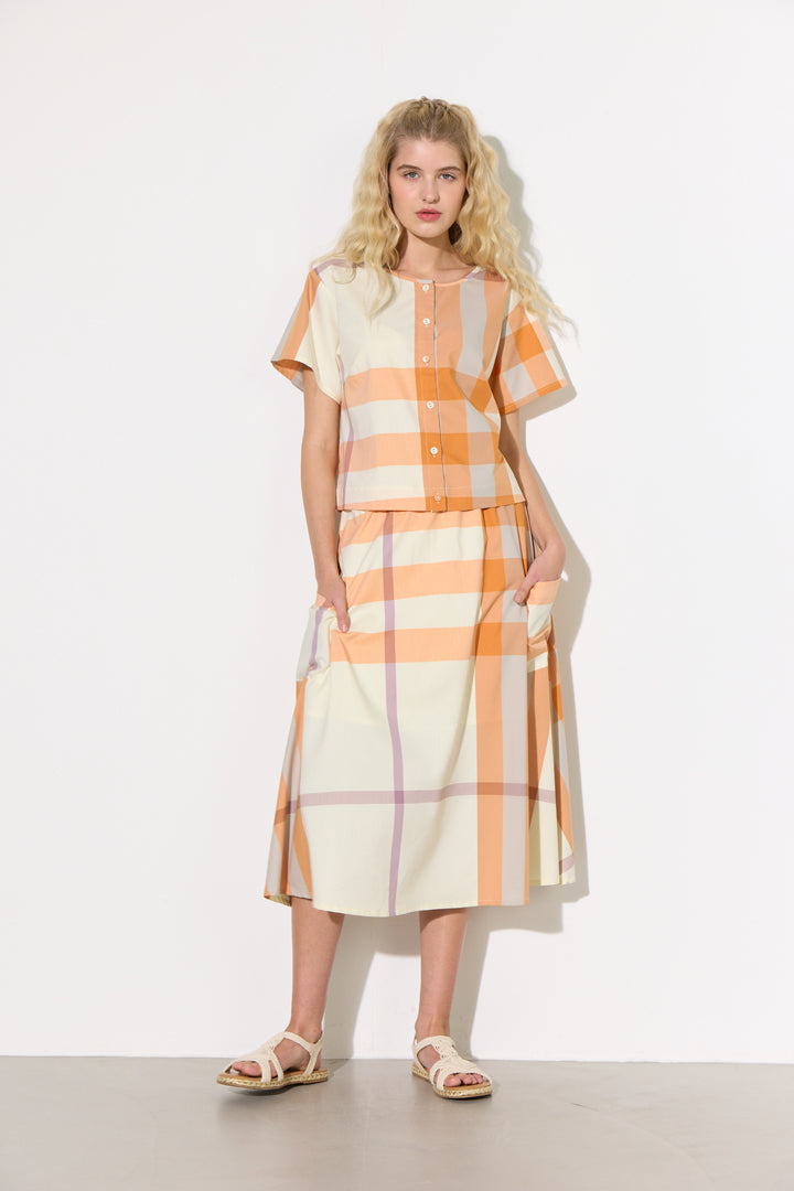 HUNKØN Frankie Skirt Nederdele Orange checked