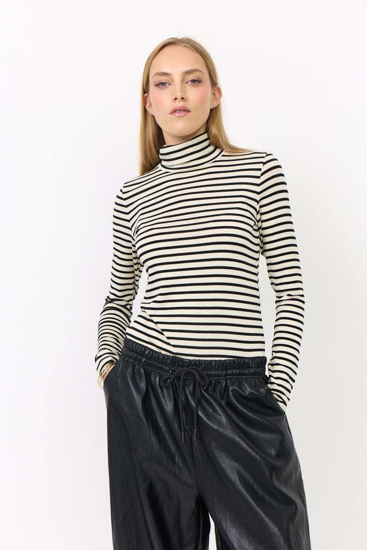 HUNKØN Halima Turtleneck Bluser Black Striped