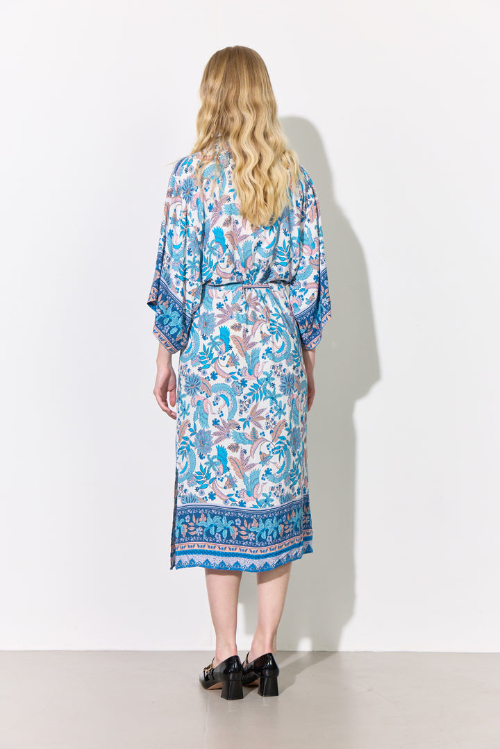 HUNKØN Helene Kimono Kimonoer Bird Blue