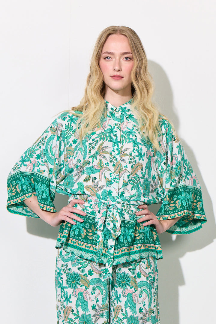 HUNKØN Helene Shirt Skjorter Bird Green