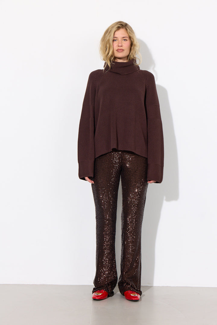 HUNKØN Jules Knit Blouse Bluser Chestnut