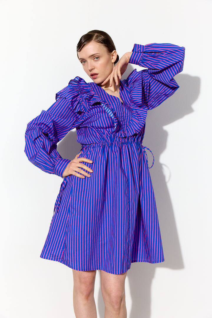HUNKØN Lucinda Dress Kjoler Blue Striped