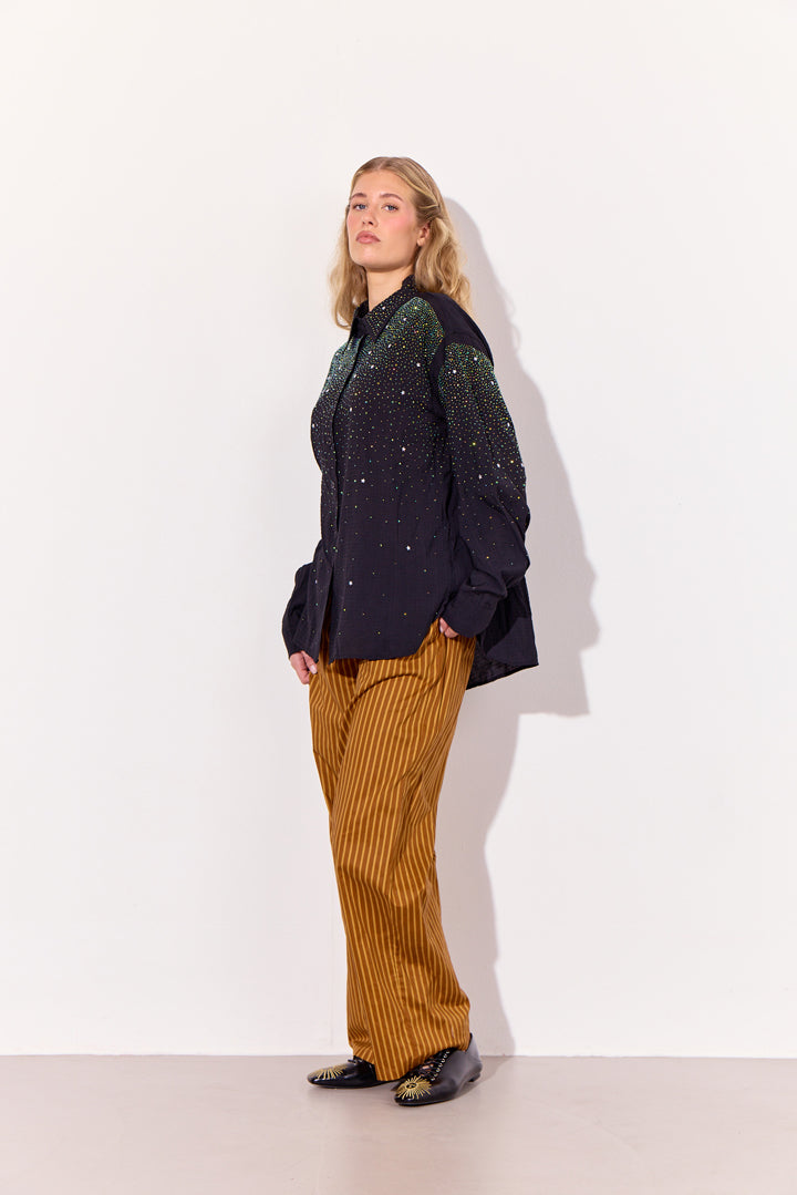 HUNKØN Lucinda Trousers Bukser Caramel Striped
