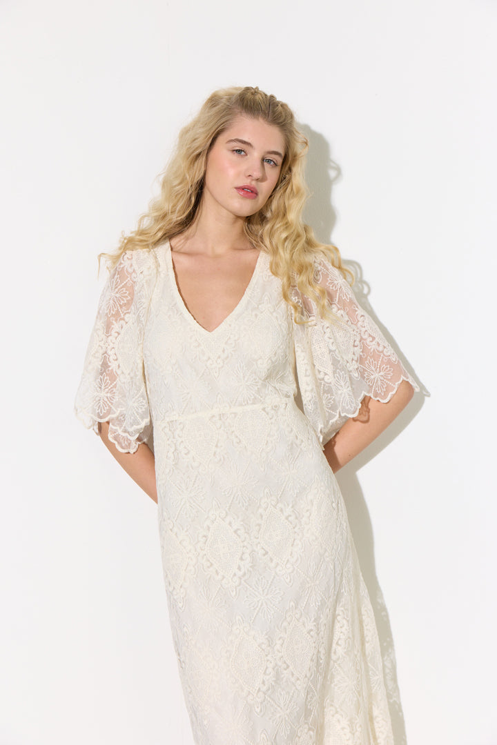 HUNKØN Lulu Lace Dress Kjoler Cream Lace