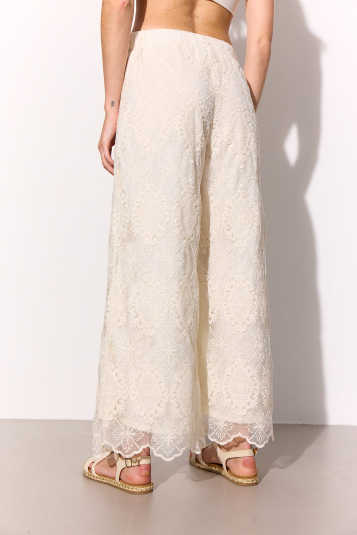 HUNKØN Lulu Lace Trousers Bukser Cream Lace
