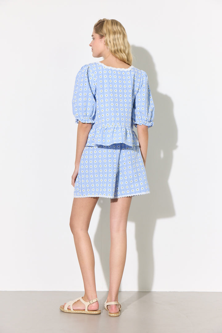 HUNKØN Maggi Blouse Skjorter Blue Daisy