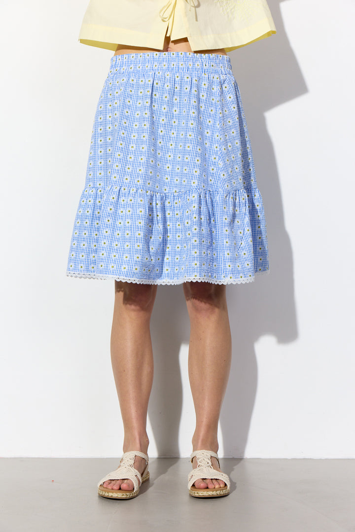 HUNKØN Maggi Skirt Nederdele Blue Daisy