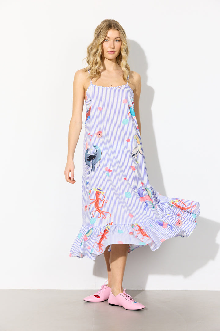 HUNKØN Nessie Dress Kjoler Blue Ocean Art Print