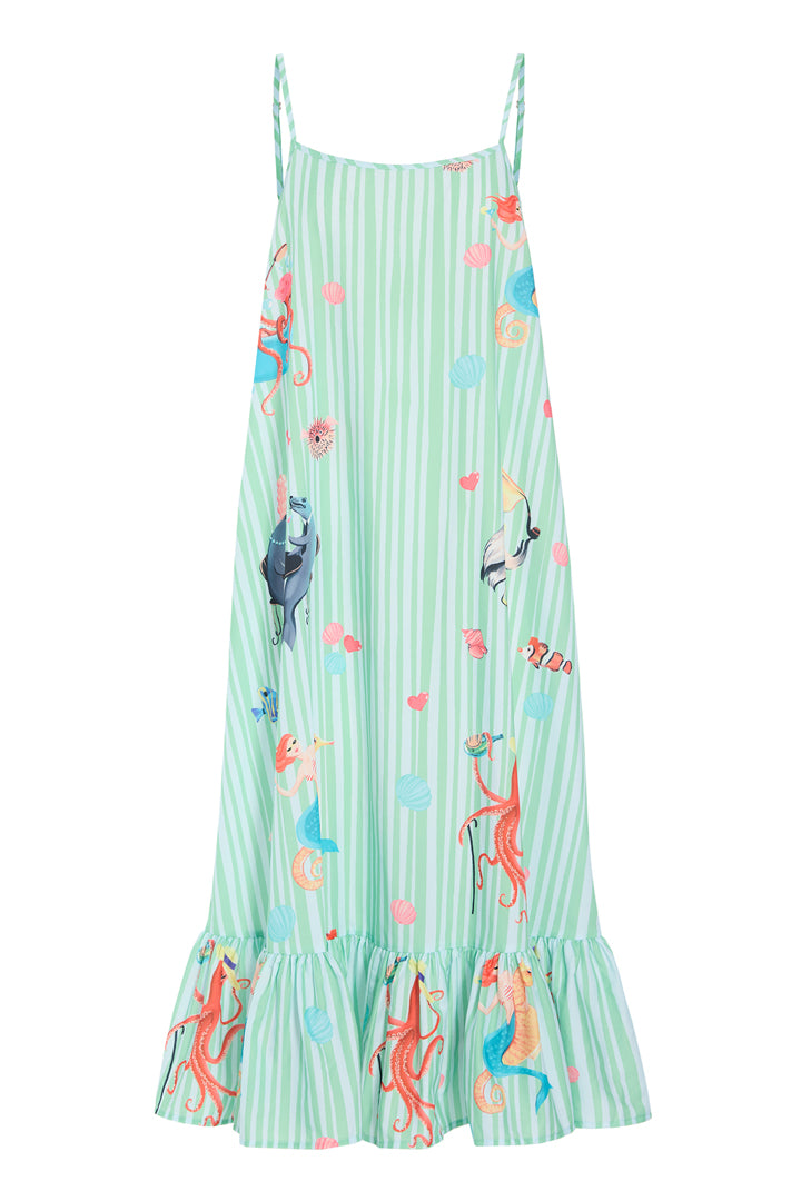 HUNKØN Nessie Dress Kjoler Green Ocean Art Print