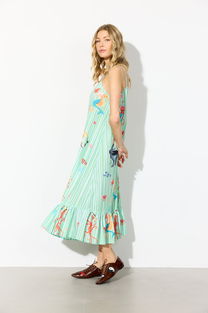 HUNKØN Nessie Dress Kjoler Green Ocean Art Print