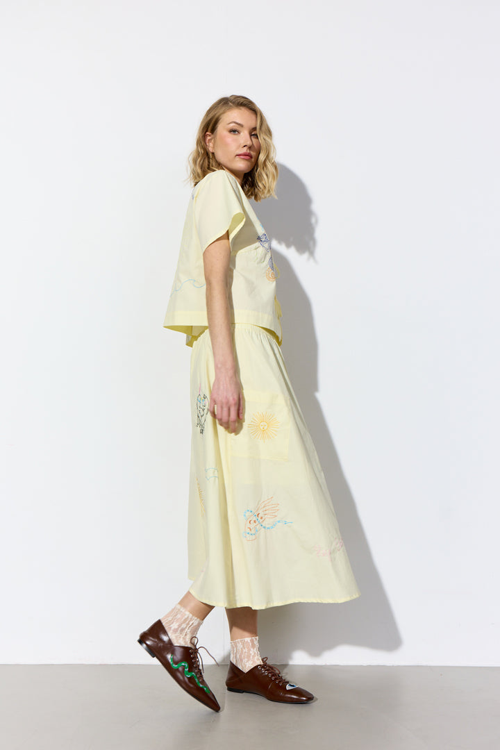 HUNKØN Nima Skirt Nederdele Cream Yellow
