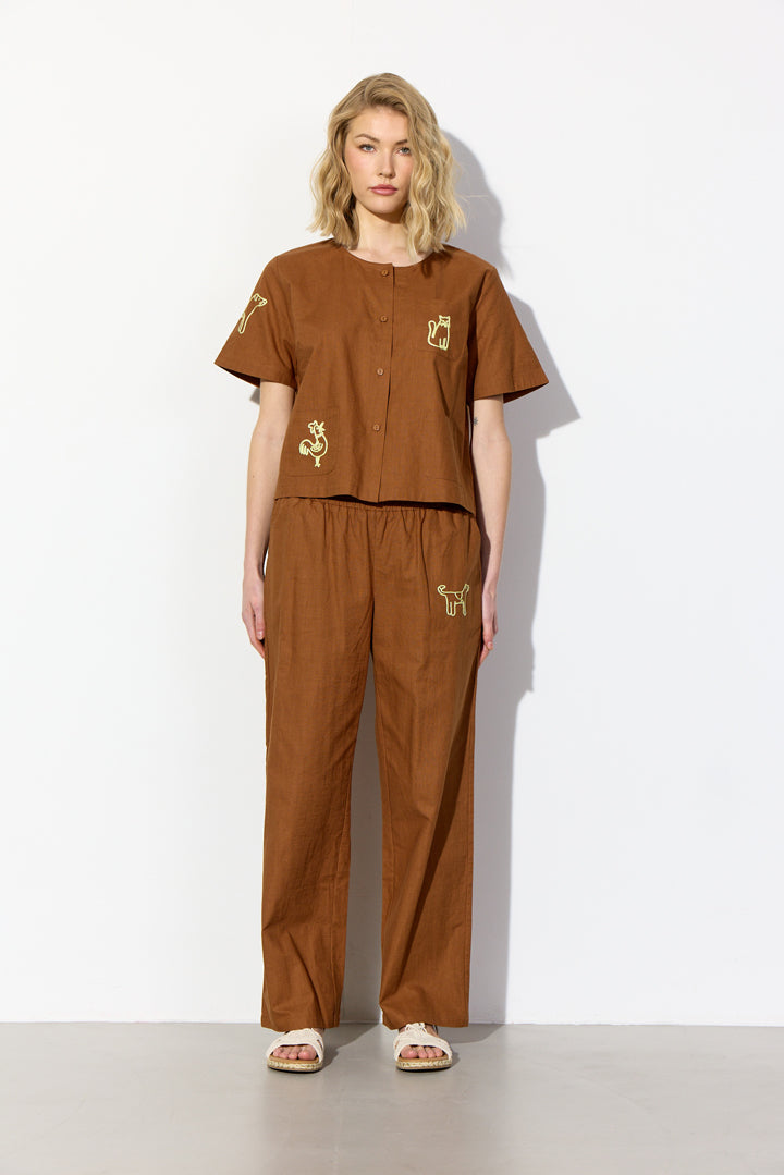 HUNKØN Nina Trousers Bukser Brown