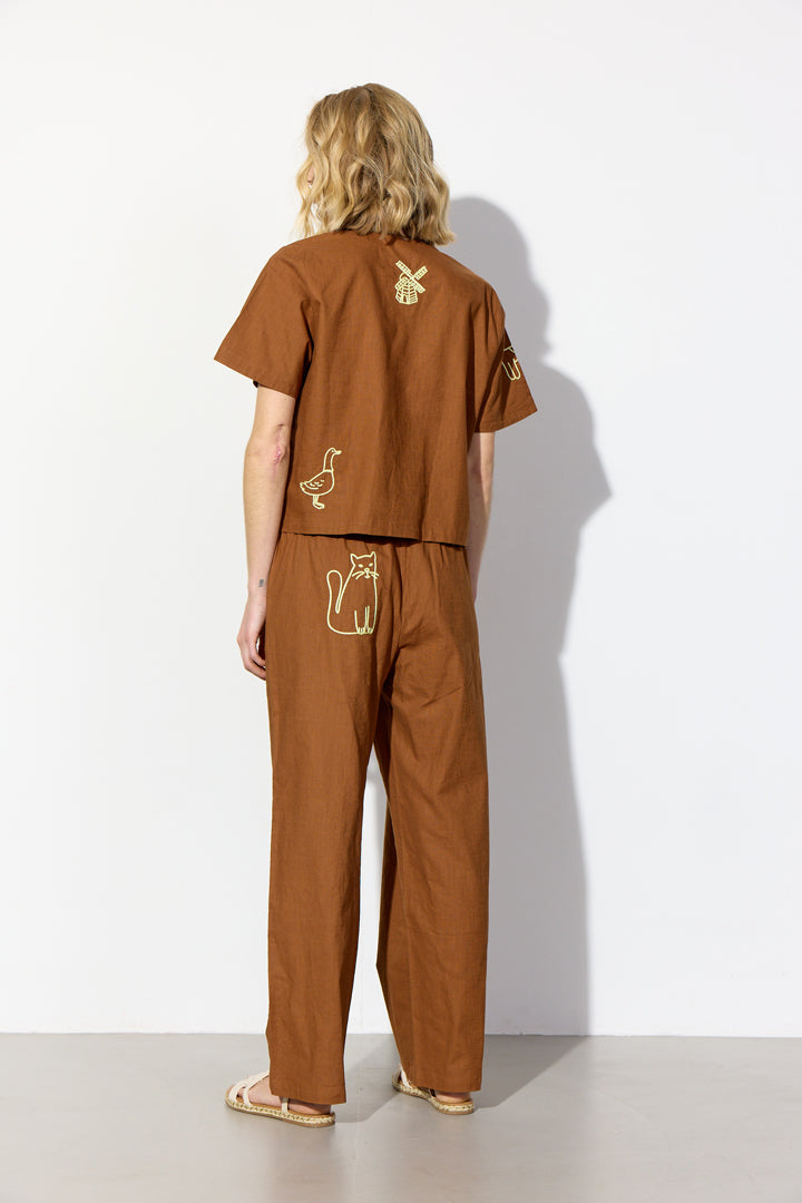 HUNKØN Nina Trousers Bukser Brown