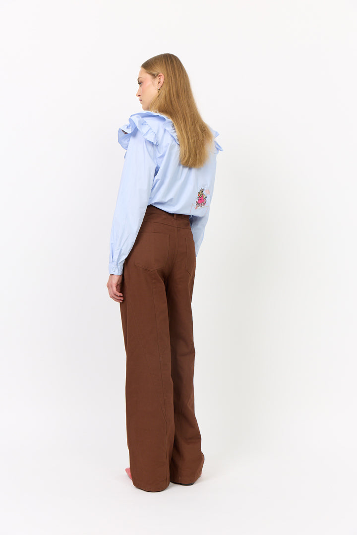 HUNKØN Nola Ruffle Shirt Skjorter Light Blue