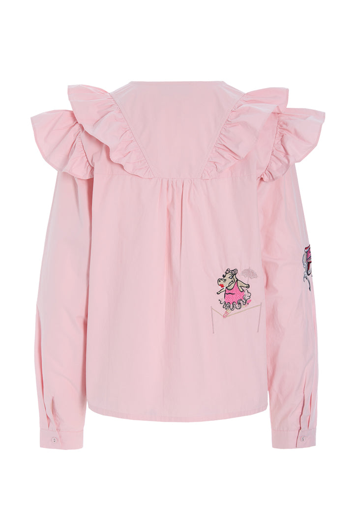 HUNKØN Nola Ruffle Shirt Skjorter Soft Pink
