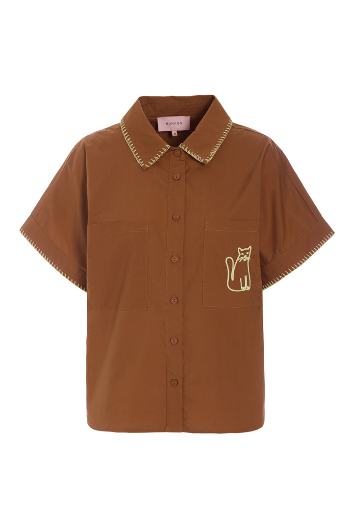 HUNKØN Oda Shirt Skjorter Brown