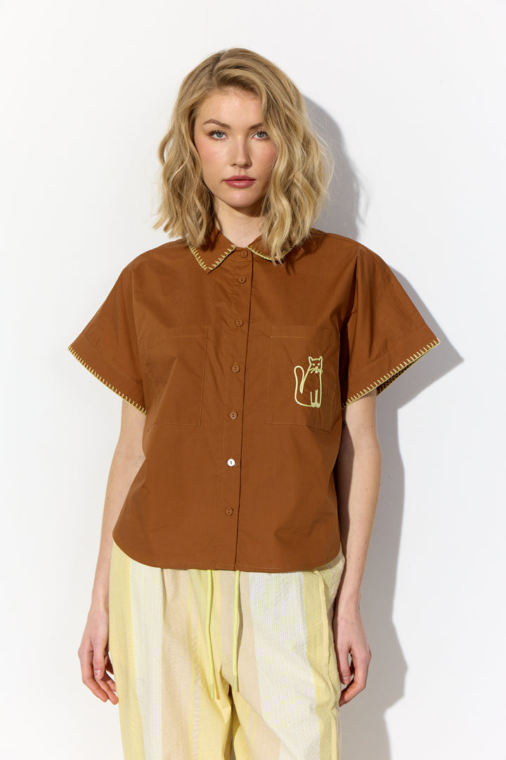 HUNKØN Oda Shirt Skjorter Brown