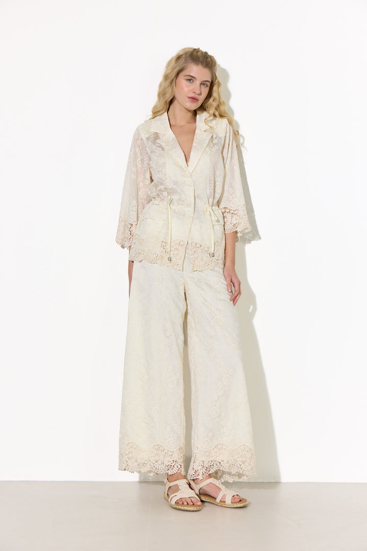 HUNKØN Patty Lace Trousers Bukser Cream