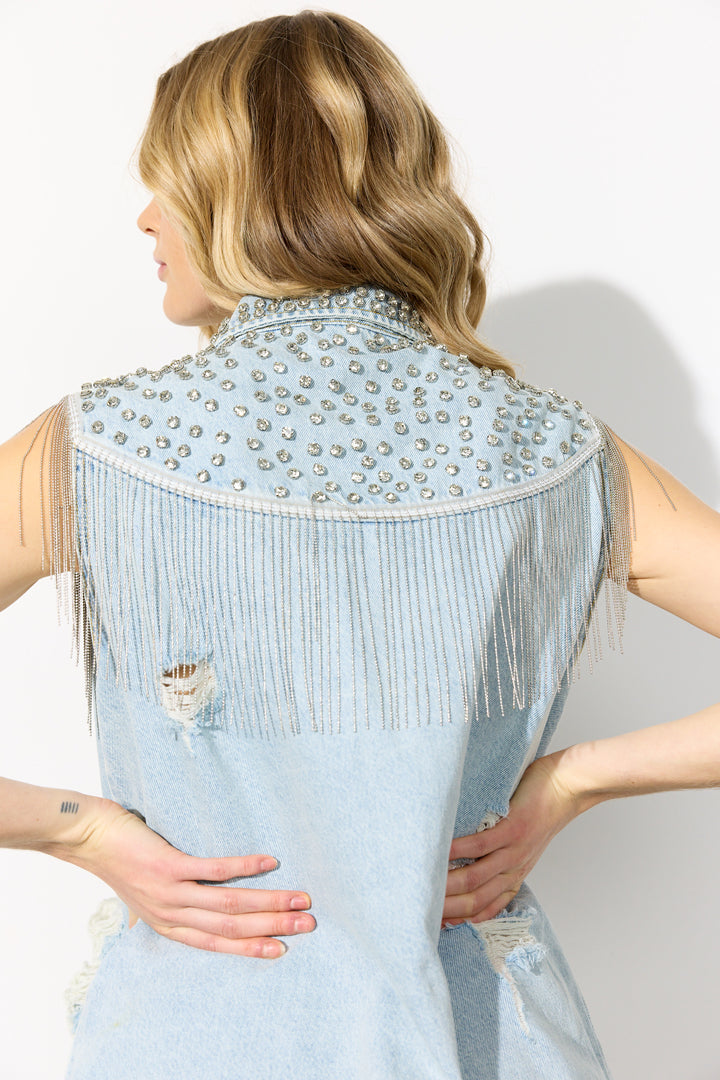 HUNKØN Priya Gem Vest Vests Light Denim