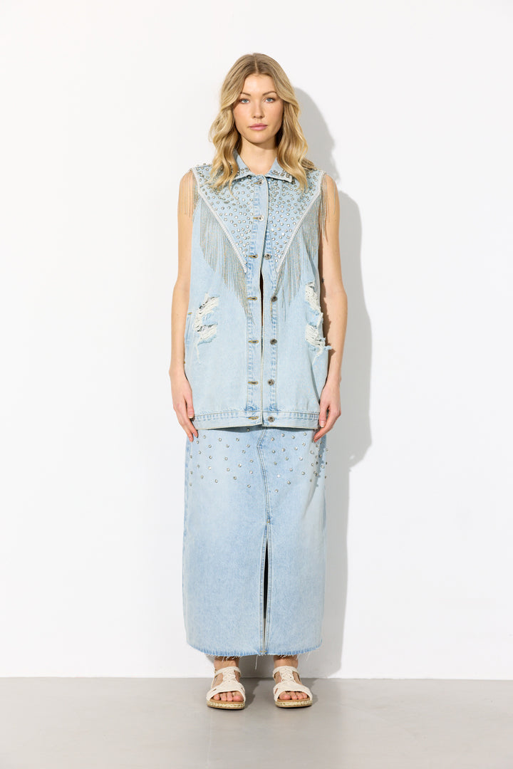HUNKØN Priya Gem Vest Vests Light Denim
