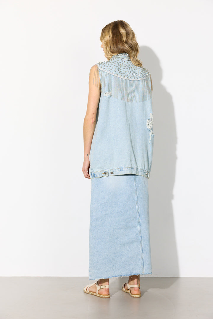 HUNKØN Priya Gem Vest Vests Light Denim