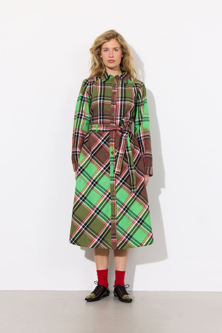 HUNKØN Ramone Dress Kjoler Green Tartan