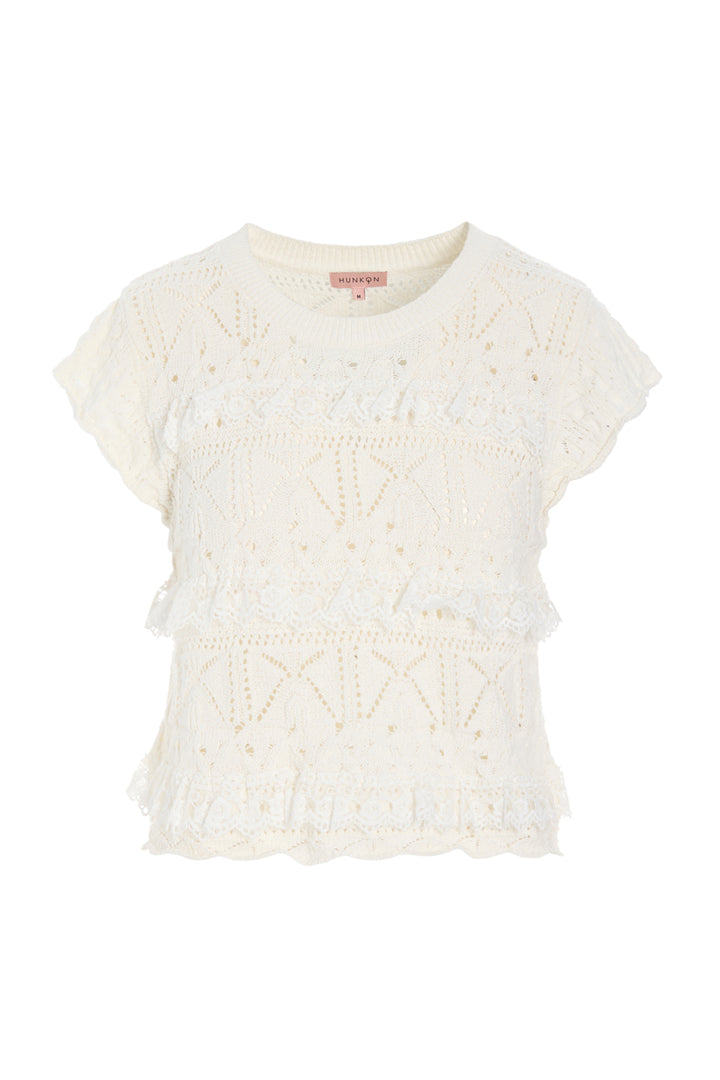 HUNKØN Sienna Knit Top Toppe Vanilla