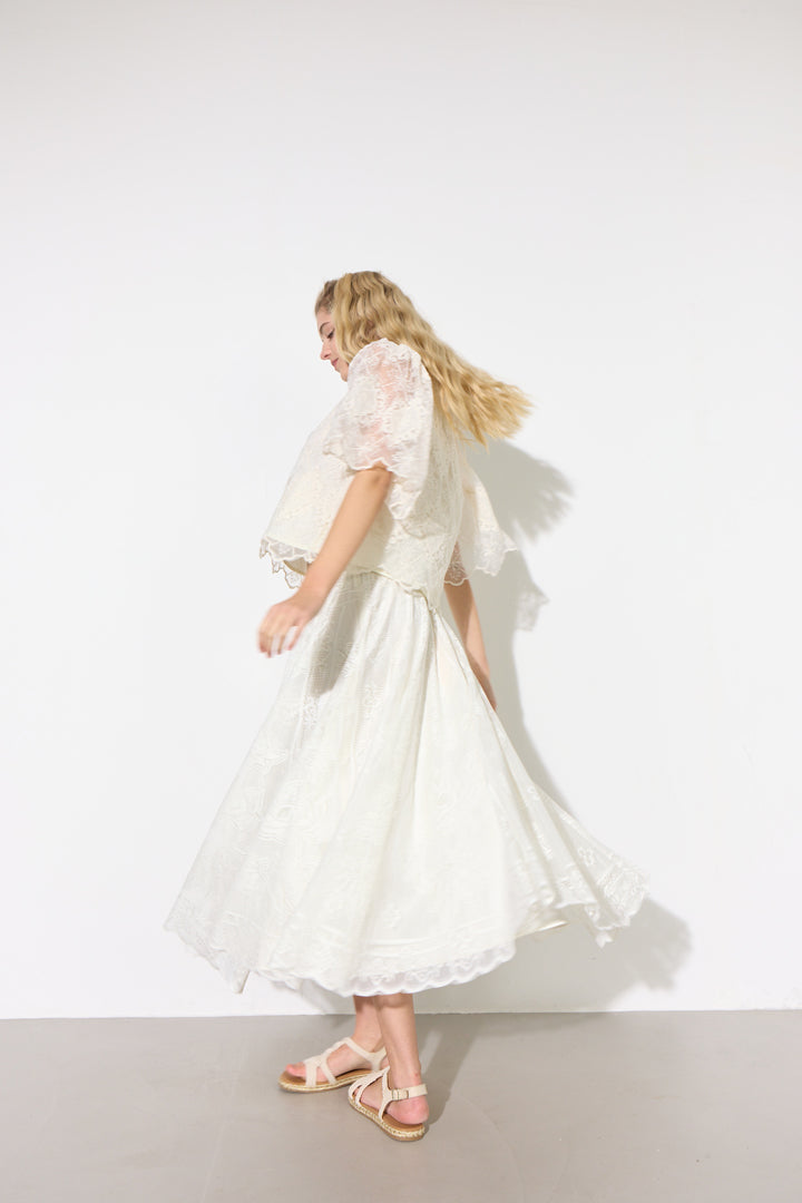 HUNKØN Stine Skirt Nederdele Off White