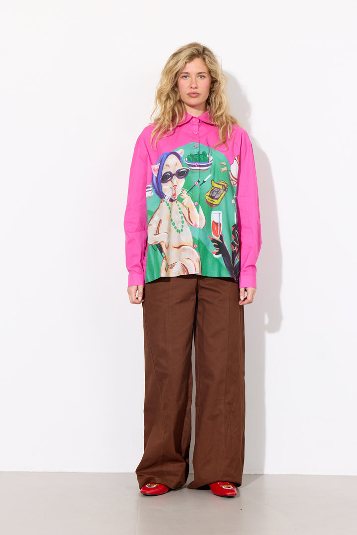 HUNKØN Tiana Shirt Skjorter Cocktails with Cats Art Print