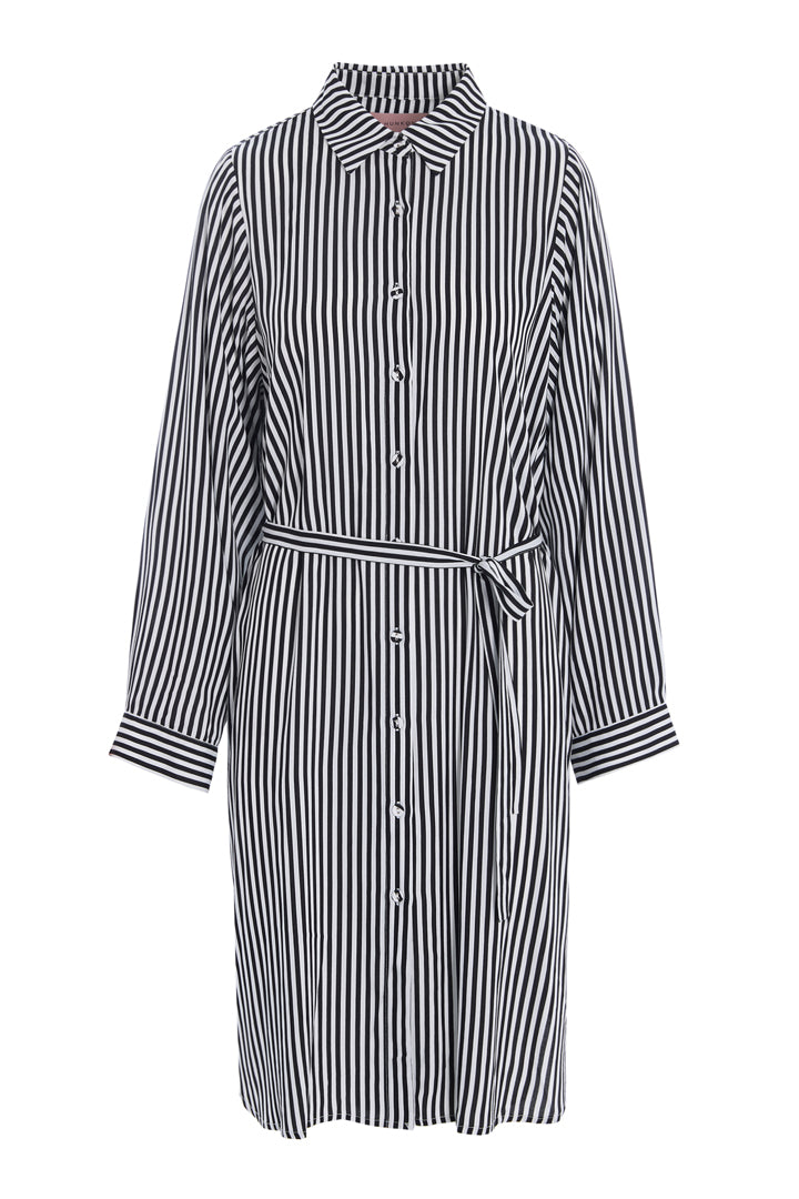 HUNKØN Vicky Shirtdress Kjoler Black Striped