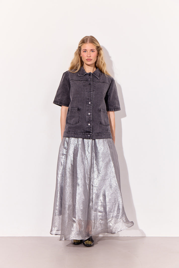 HUNKØN Zinnia Long Skirt Nederdele Silver