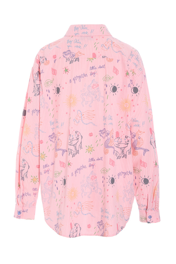 HUNKØN Zoe Shirt Skjorter Pink Sea Creatures Art Print