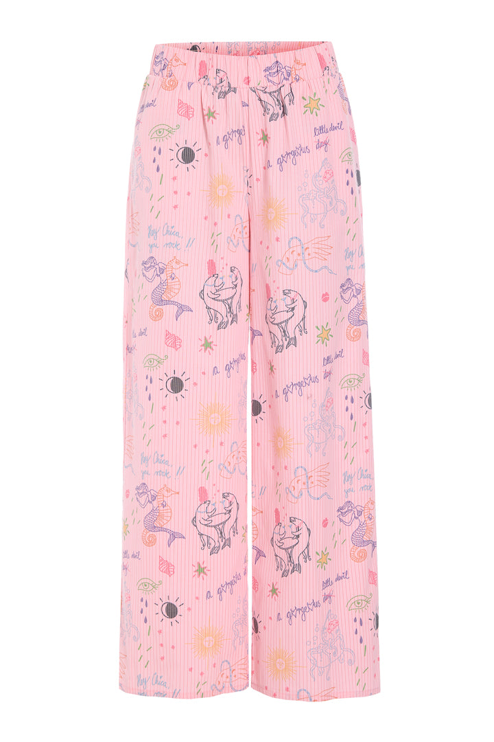 HUNKØN Zoe Trousers Bukser Pink Sea Creatures Art Print