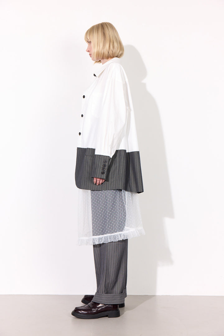 HUNKØN Billie Shirt Skjorter White and Grey