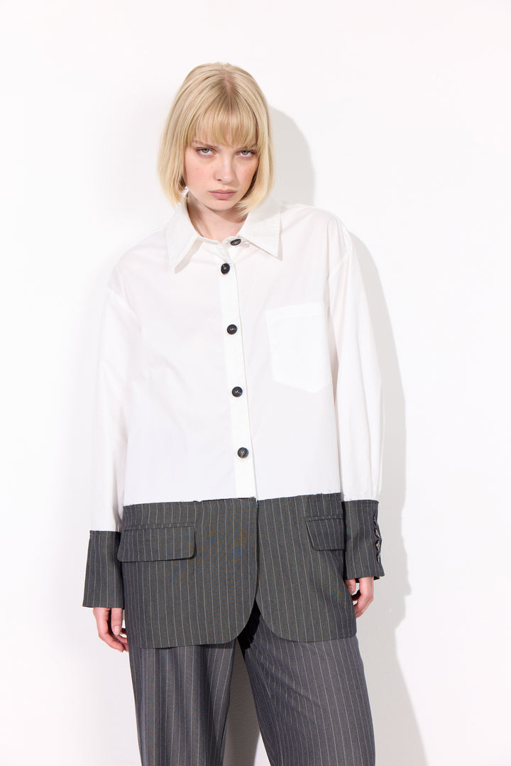 HUNKØN Billie Shirt Skjorter White and Grey