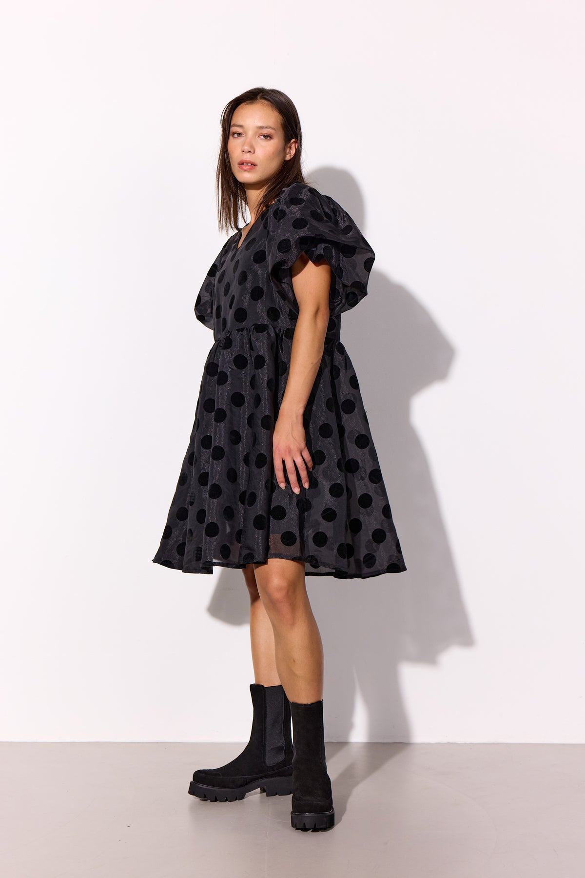 HUNKØN Bobby Dress Kjoler Black w/dots