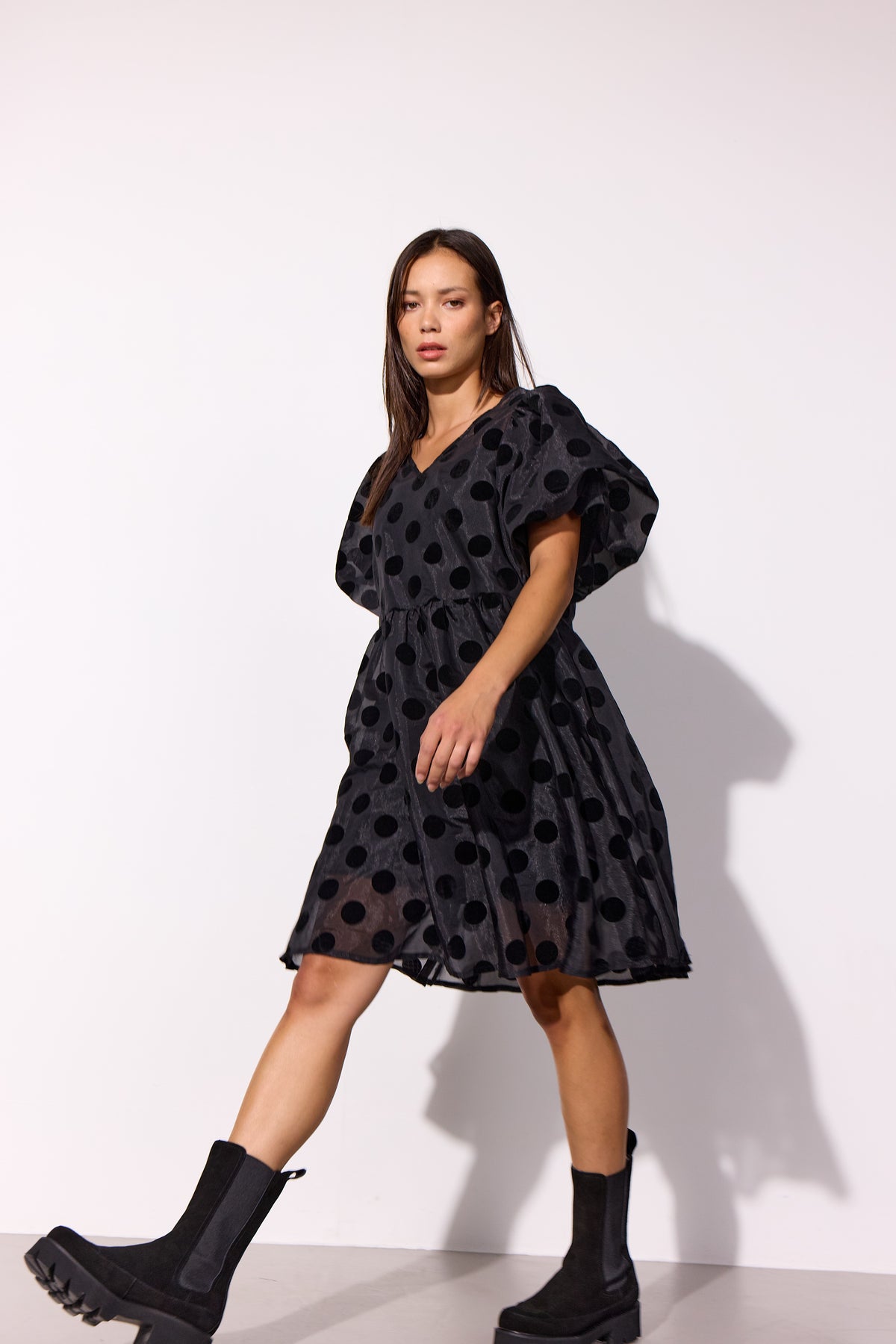 HUNKØN Bobby Dress Kjoler Black w/dots