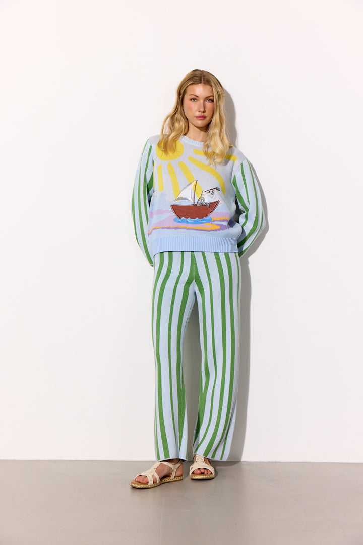 HUNKØN Bubbles Trousers Bukser Green Striped