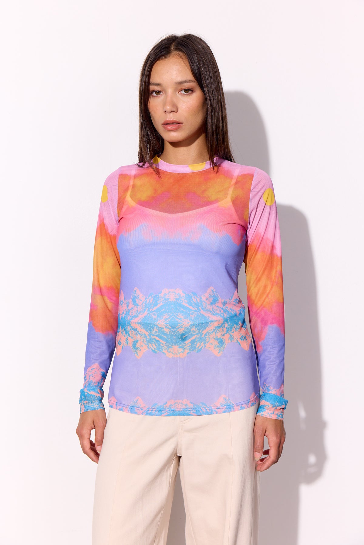 HUNKØN Devon Mesh Blouse Bluser Horizon Art Print