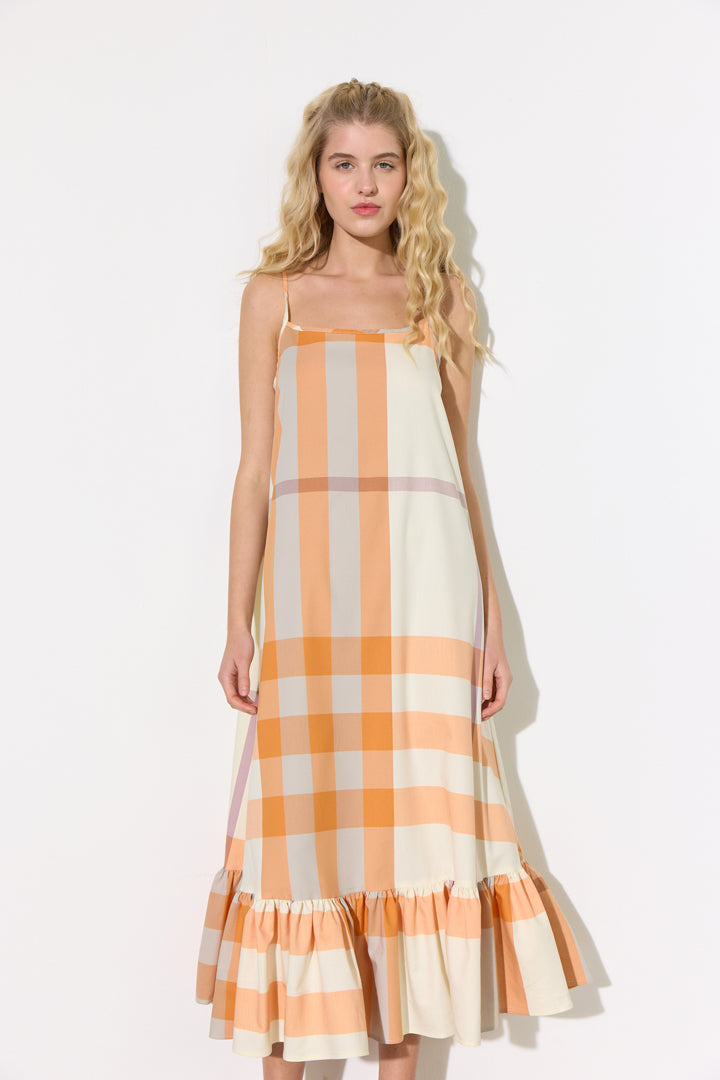 HUNKØN Frankie Dress Kjoler Orange checked
