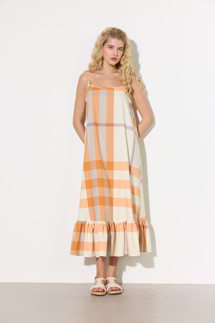 HUNKØN Frankie Dress Kjoler Orange checked