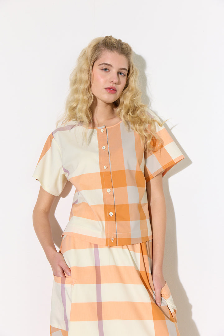 HUNKØN Frankie Shirt Skjorter Orange checked