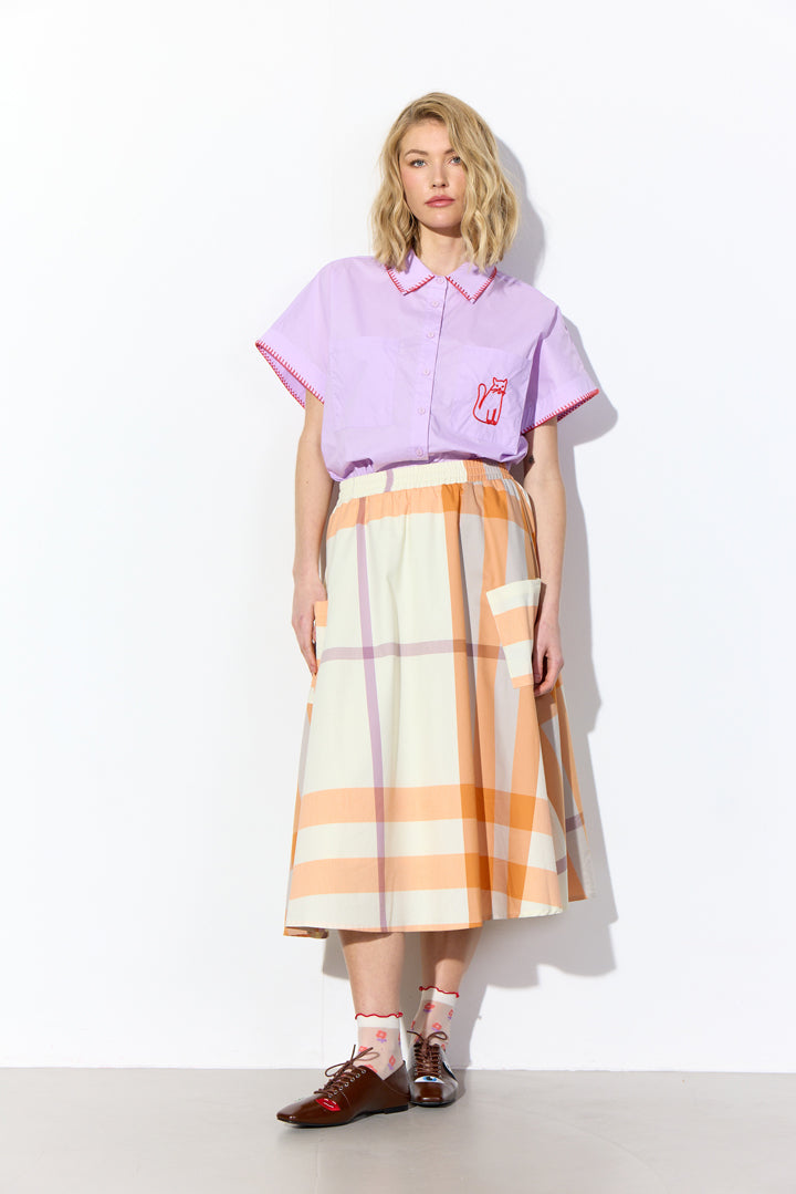 HUNKØN Frankie Skirt Nederdele Orange checked