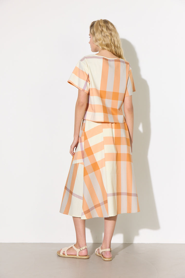 HUNKØN Frankie Skirt Nederdele Orange checked